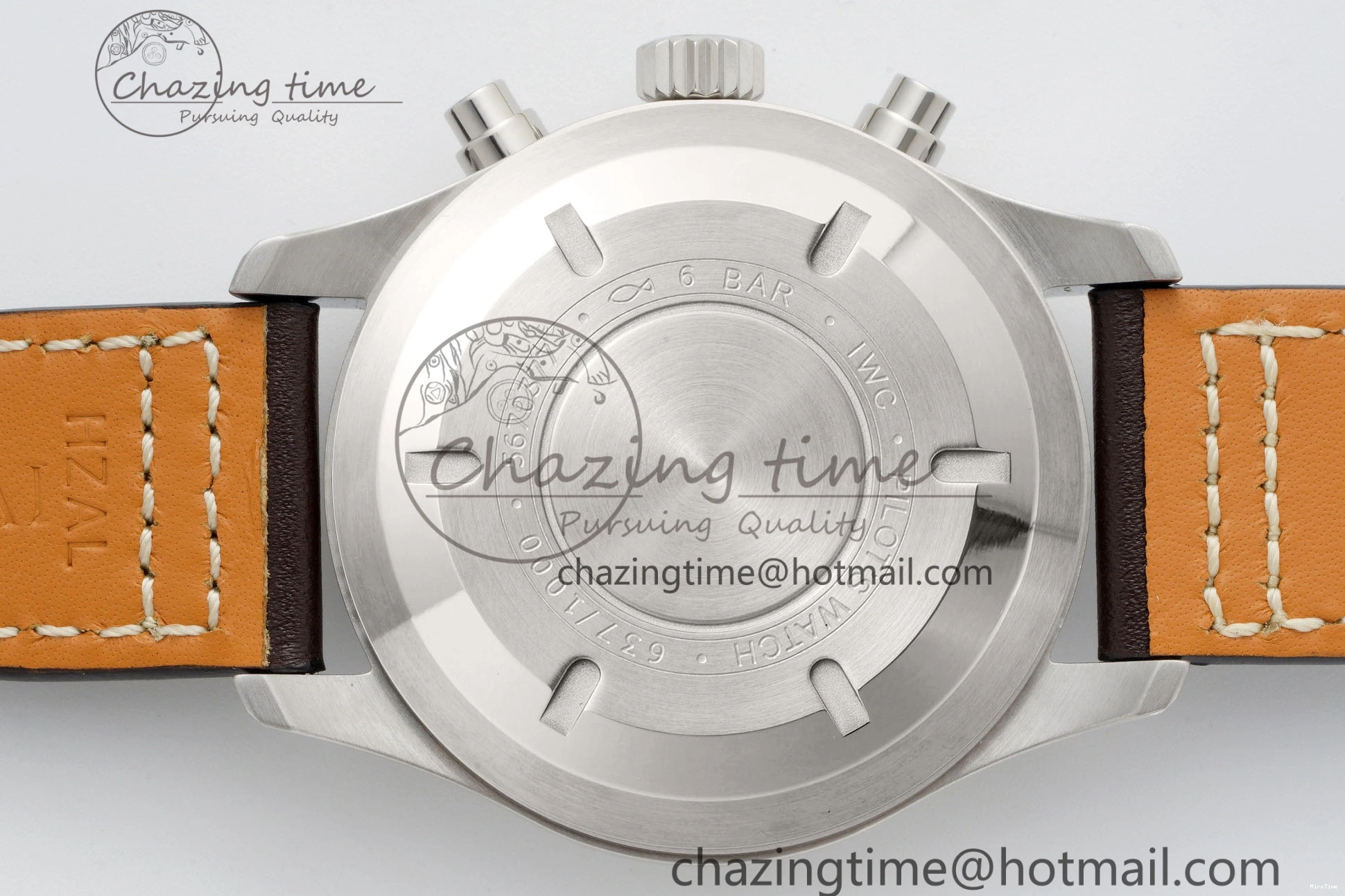 MIROTIME 0319 Bright Pilot Chrono SS AZF 1:1 Best Edition Green Dial on Brown Leather Strap A 7059